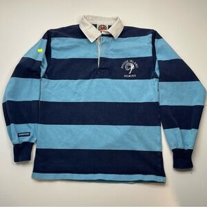 Vintage Barbarian Rugby Wear Grunge Streetwear Blue Striped Y2K size S P